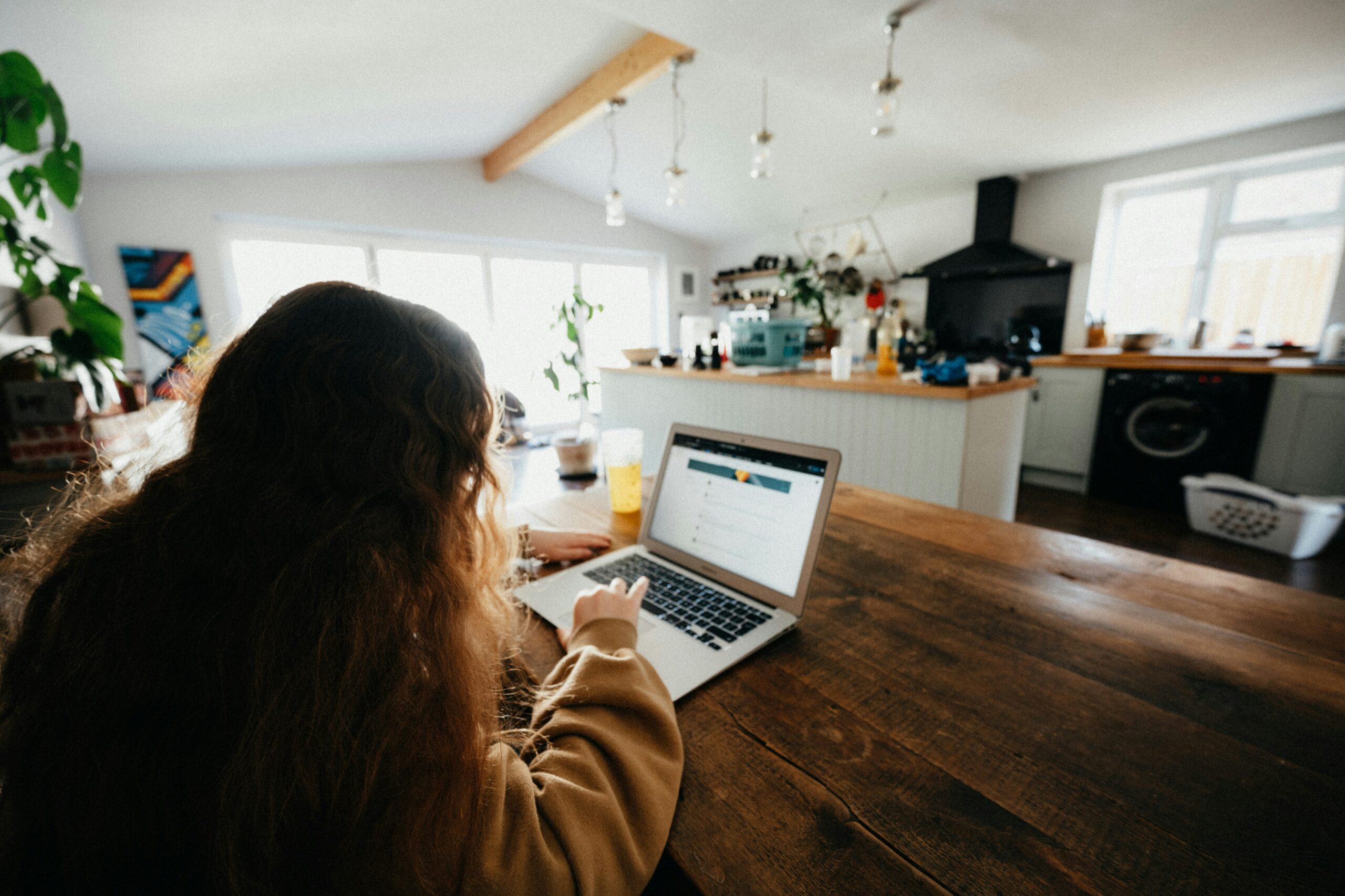 Girl sitting researching